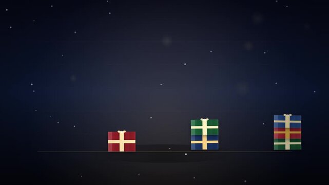 Animated Stacking Gift Boxes on Dark Background for Festive Holiday Ce