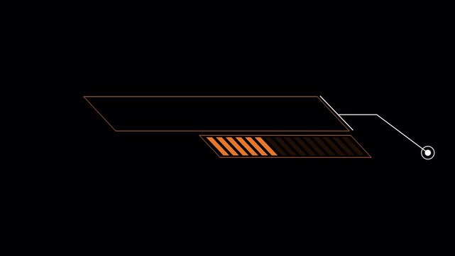 Futuristic HUD digital lower third element with orange progress bar.
