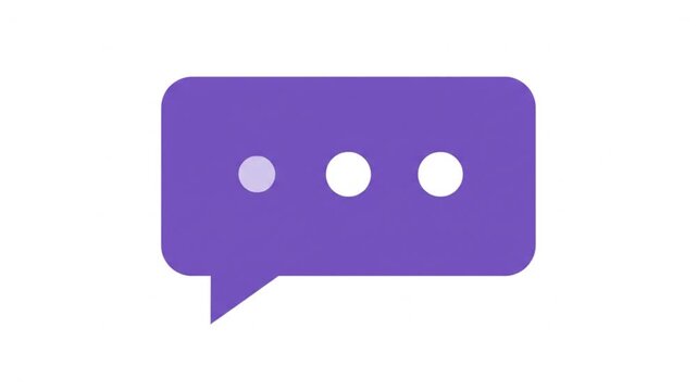 Purple chat bubble animation with typing dots indicator animated speech