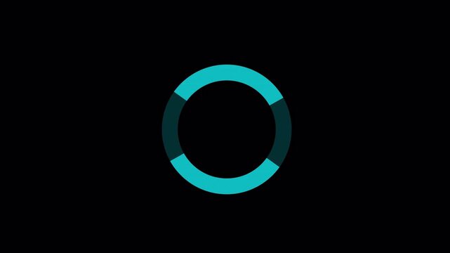 Minimalist cyan loading spinner animation on black background.