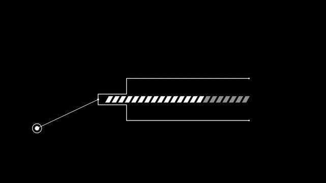 Minimalist HUD interface loading bar animation with geometric design elements.