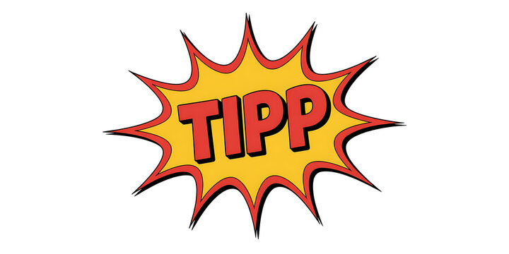 Comic Book Style Yellow Explosion Burst With Red Text TIPP On White Background 