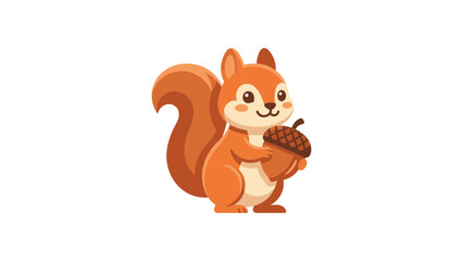 Fototapeta premium Cartoon squirrel holding acorn.