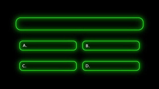 Neon green quiz interface template with multiple choice options for educational digital presentations