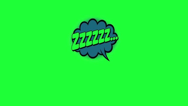 Comic book zzzzs speech bubble green screen sleep