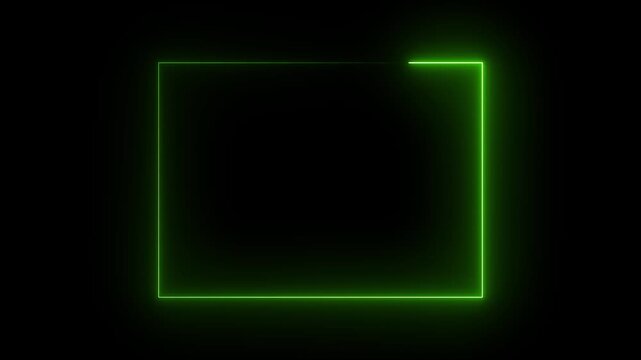Green color lightsaber glowing frame with animation alpha on black background 4k video.