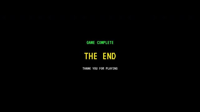 Retro Arcade 8 Bit Game Complete Thank You Outro Overlay.