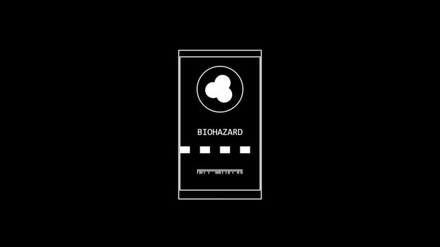 Biohazard warning sign symbol on a rectangular plate with a black background 4K Motion Video