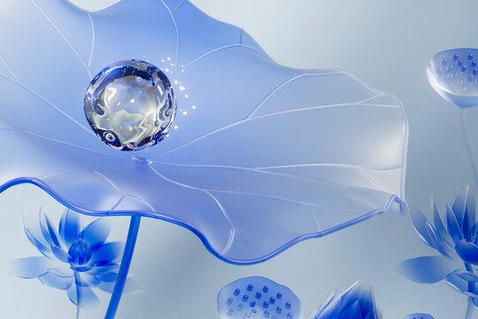 Crystal Sphere on Blue Flower Petal