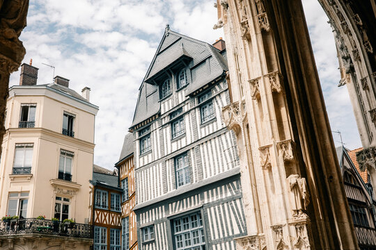 Historic Buildings in a City Square on a Sunny Day
