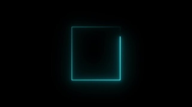 Rectangle picture frame with four tone neon colour and isolated black background.