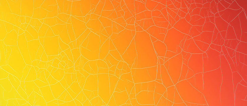 Vibrant abstract background featuring a yellow to orange to red gradient with a network of delicate, light-colored cracks creating a textured pattern