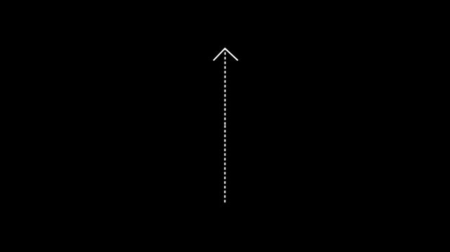 Up Arrow Dotted Line Animation on Dark Background &ndash; Direction and Growth Indicator