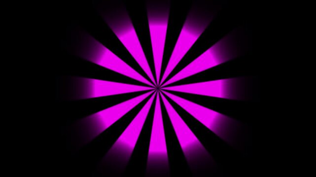 Vibrant pink neon radial light rays on back background, abstract futuristic energy burst