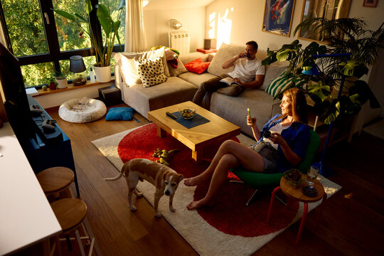 People rest at home in the afternoon