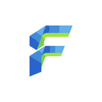 3D faceted letter F logo with gradients.