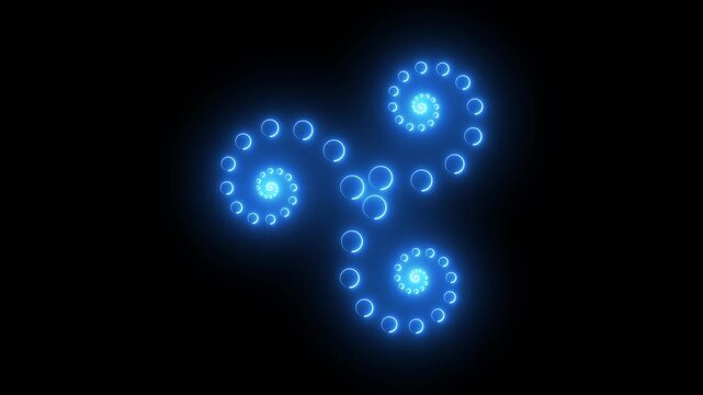 Glowing blue abstract spiral symbol on dark background