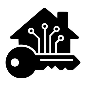 Security and smart home key vector design with house and circuit icon