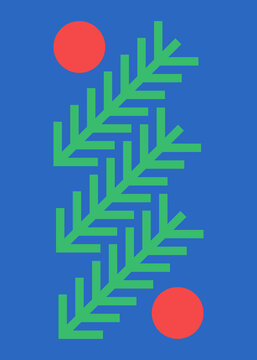 Poster with geometric spruce branches