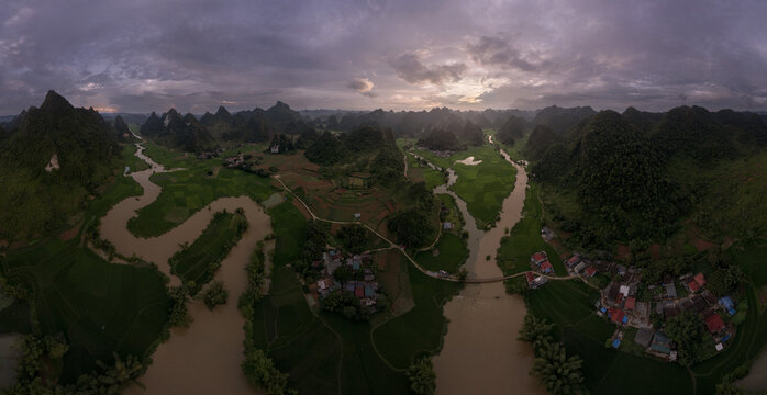 Cao Bang Sunset Panorama