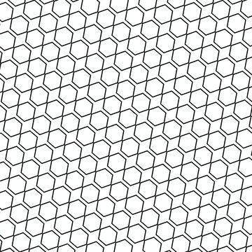Monochrome geometric seamless pattern with interconnected polygon lattice, repeating abstract line structure and modern tessellation design. Perfect for wallpaper, textiles, packaging