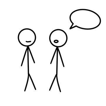 Stick man people drawing illustration on white background bubble speach 