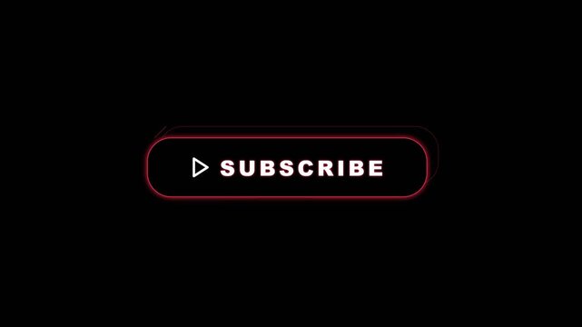 Animated glowing red subscribe button call to action on black background
