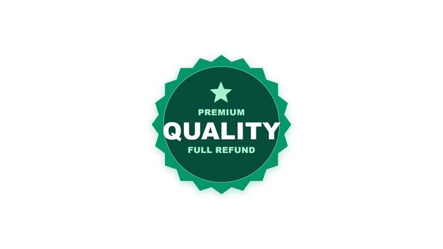 Green premium quality guarantee badge with full refund text