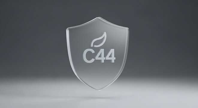 Modern shield logo featuring stylized leaf and lettering design isolated on clear background