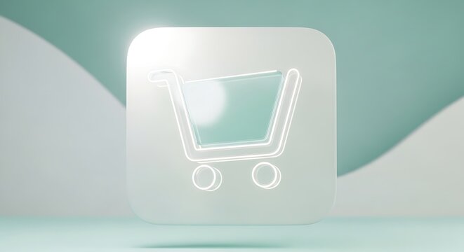 Modern shopping cart icon design with clean white outline on transparent background for digital use