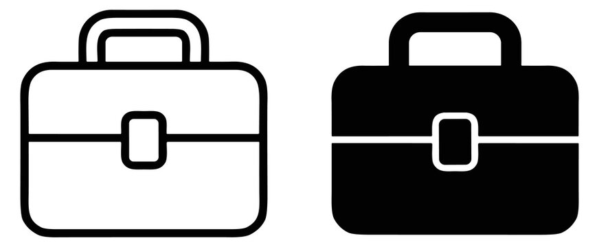 Business briefcase icons set with outline and solid style isolated on white background for office, work, and professional use vector illustration on transparent background