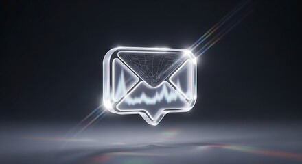 Fototapeta premium Modern stylized envelope icon glowing with futuristic light effects isolated on transparent background