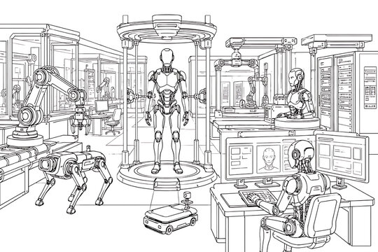 AI robotics lab, artificial intelligence, robotics laboratory, AI robotics, robotics technology, intelligent robots, machine learning, automation, robotic engineering, AI technology, research laborato