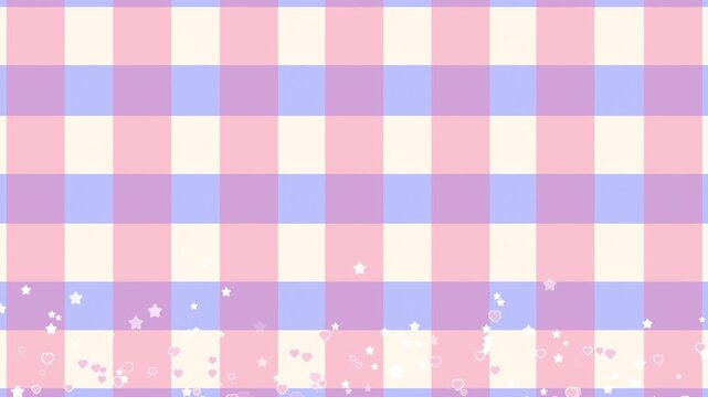 Aesthetic Cool Groovy Colorful Checkers Plaid Wallpaper With Cute Heart And Star Decoration Video Motion Background
