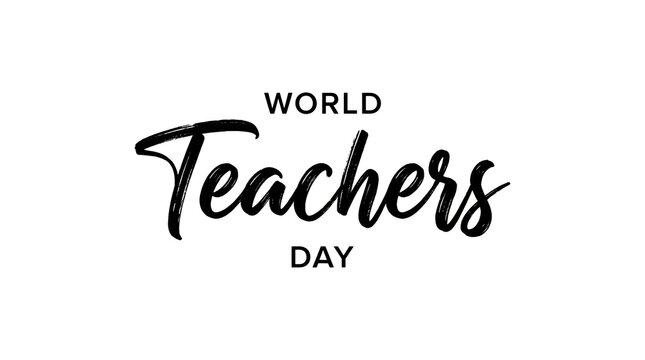 World teachers day beautiful calligraphy design featuring an elegant script and simple text illustration