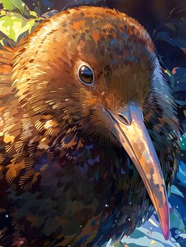 close up of a flightless kiwi bird