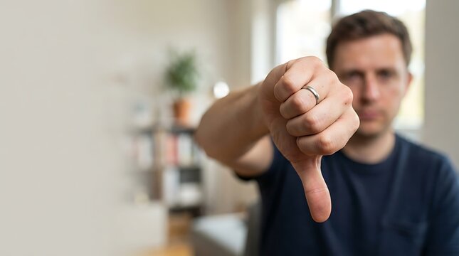 Man Showing Thumbs Down Disapproval