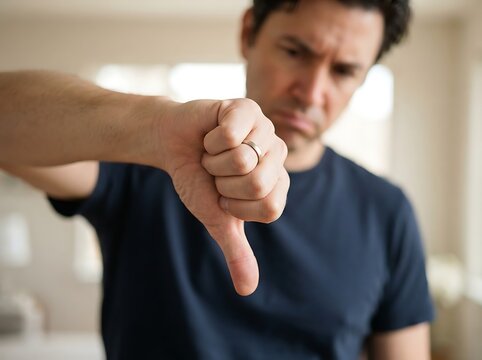 Man Giving Thumbs Down To Camera
