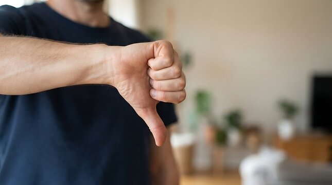 Man Giving Thumbs Down Hand Gesture