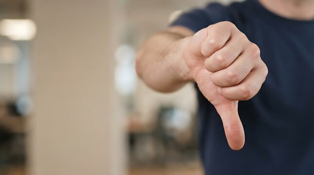 Man Showing Thumbs Down Disapproval Sign