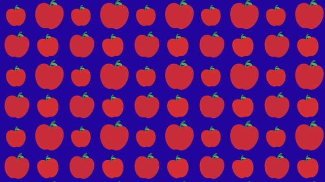 Seamless Pattern of Red Apples Arranged in a Staggered Concentric Design 4k Motion Loop