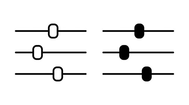 Slider control icon in outline and solid style. Vector illustration