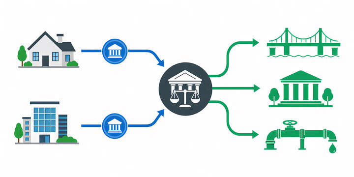 Fiscal policy tax spending balance illustration