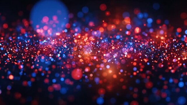 Red and Blue Bokeh Particle Background with Glowing Shimmering Light