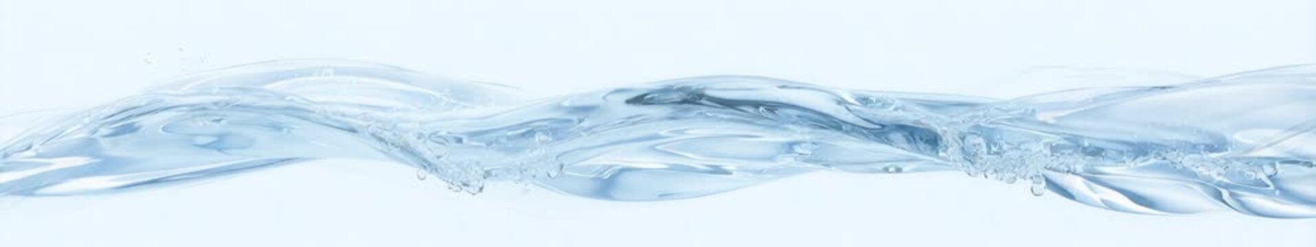 Widescreen Looped Animation of Transparent Blue Water Waves Flowing Across a Clean White Background