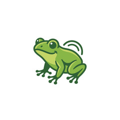 Naklejka premium Cute green sitting frog illustration.