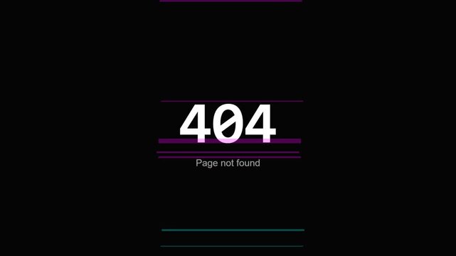 404 page not found text sign with modern glitch effect on a dark background for web design and internet error notification templates 4K Motion Video