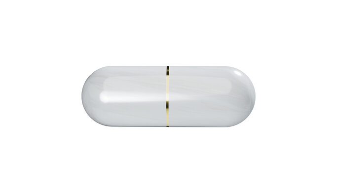 Pill with gold ring in a transparent background