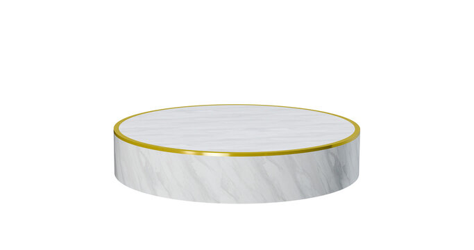 Podium with gold ring in a transparent background
