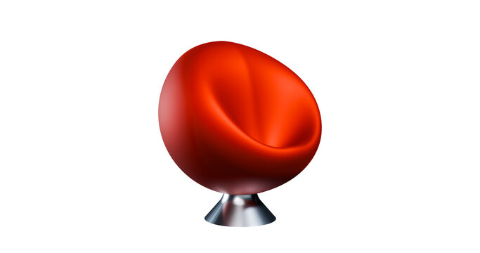 Red leather sofa chair in a transparent background
